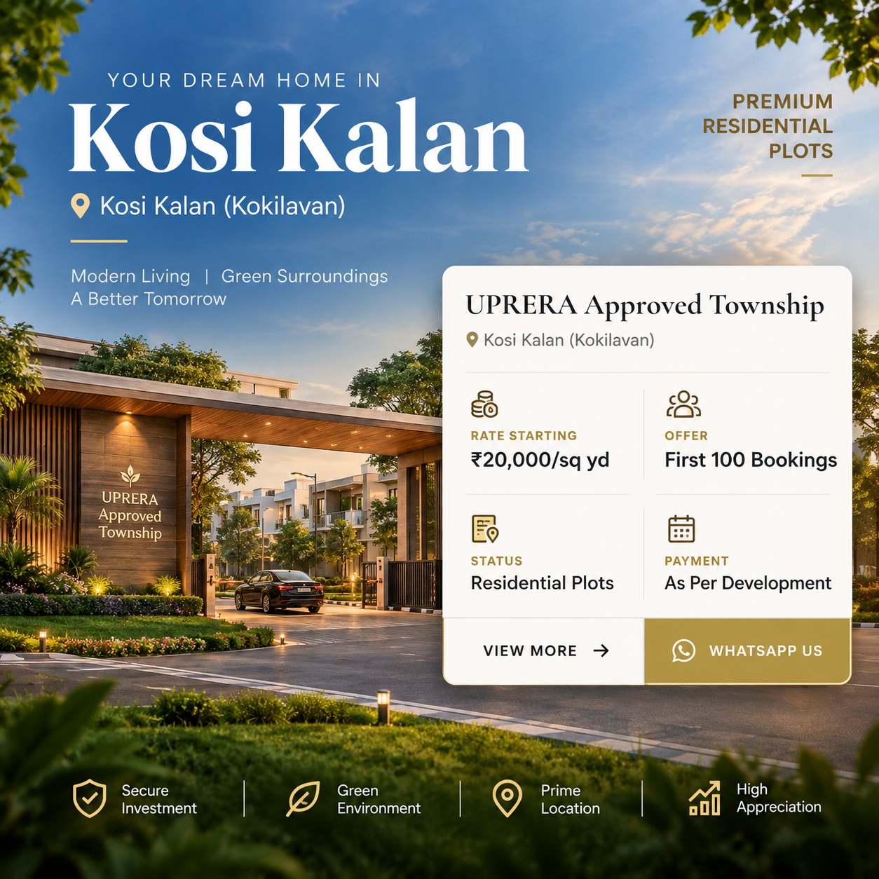 UPRERA Approved Township at Kosi Kalan Kokilavan